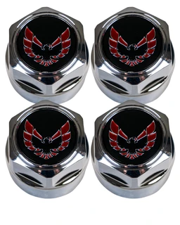 1982-1992 Trans Am Firebird 16" Wheel Center Cap, Chrome Cap with Red Bird 78-81 style, Set of 4, Reproduction
