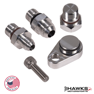 TPI SBC Cold Start 9th Injector Plug Kit, -6AN & -8AN, Billet Aluminum, Hawks Motorsports