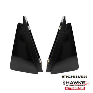 Front view of black convertible exterior sail-panel trim pair, 
1994-2002 Firebird Camaro Convertible  sail panel trim set