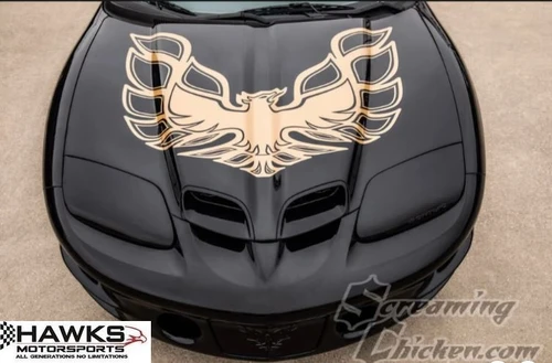 1998-2002 Pontiac Firebird Trans Am 1973-1977-Inspired One-Color Ram Air Hood Bird Decal, Screaming Chicken 4th-70s-bird 
Gold