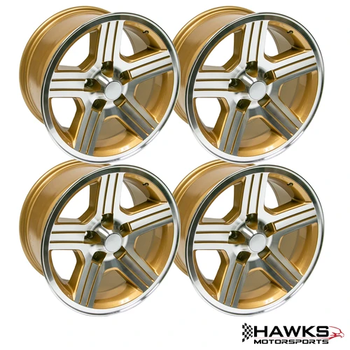 1988-1990 Camaro IROC-Z 17x9 Wheel Set, Set of 4, Gold, Wheels Only, Hawks Restoration Parts HT179IROCZGOLD
