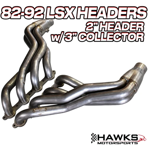1982-1992 Camaro/Firebird LSX Conversion Stainless 2" Primary Long Tube Headers w/ 3" Slip Fit Collector, HAWKS (HAWKSLS7HBT
