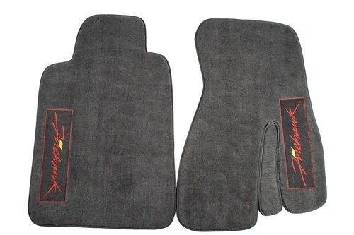  1993-2002 Pontiac Firebird SLP Firehawk Graphite Gray Front Carpet Floor Mats, 1993-1999 Style, Pair, ACC 44001-Firehawk