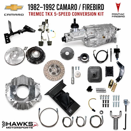 Complete TREMEC TKX 5-speed conversion kit for 1982-1992 Chevrolet Camaro and Pontiac Firebird models