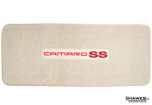 Neutral Tan rear hatch deck mat with Camaro SS logo for 1993-2002 Camaro coupes