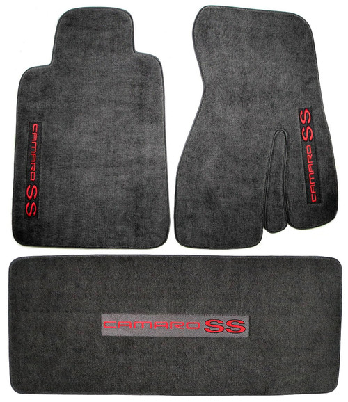 1993-2002 Camaro SS Coupe Front Carpet Floor Mats & Rear Deck Mat Ebony Black