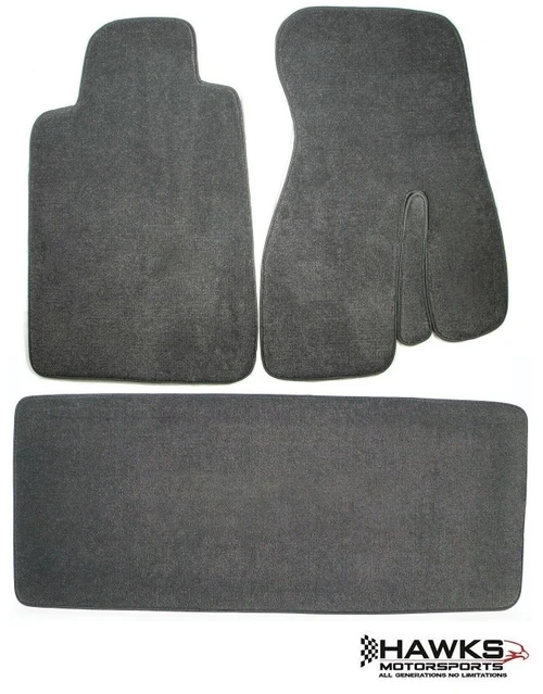 ACC Graphite Dark Gray front floor mats and rear deck mat without logos for 1993-2002 Camaro and Firebird coupes