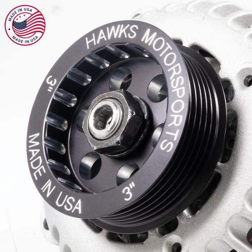 LS 3.00" Overdrive Alternator Pulley 6-Rib, LS/V8, Billet Aluminum, Hawks Motorsports