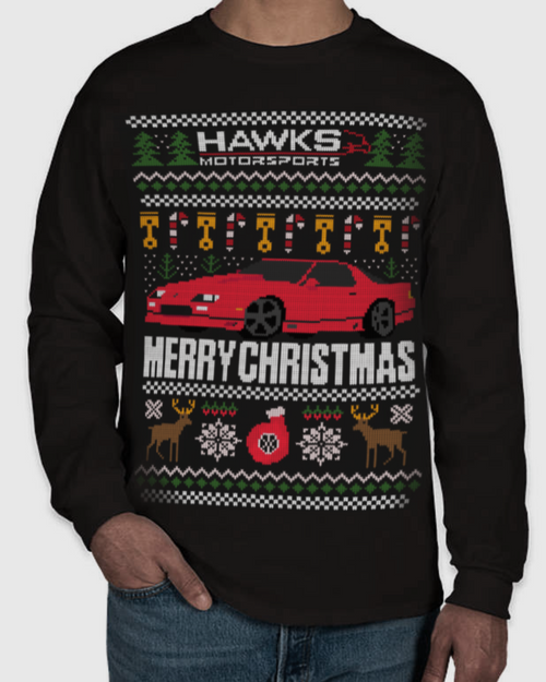 Hawks Motorsports "IROC-Z Christmas" Long Sleeve T-Shirt , Black