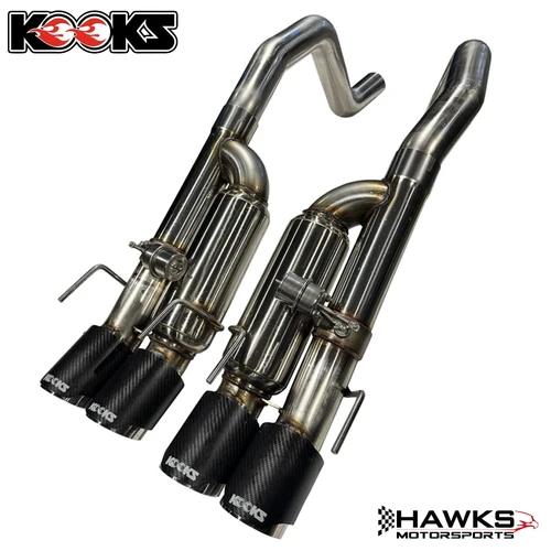 Kooks 21606750 3-inch valved axle-back exhaust with carbon fiber tips for C6 Corvette Z06 and ZR1