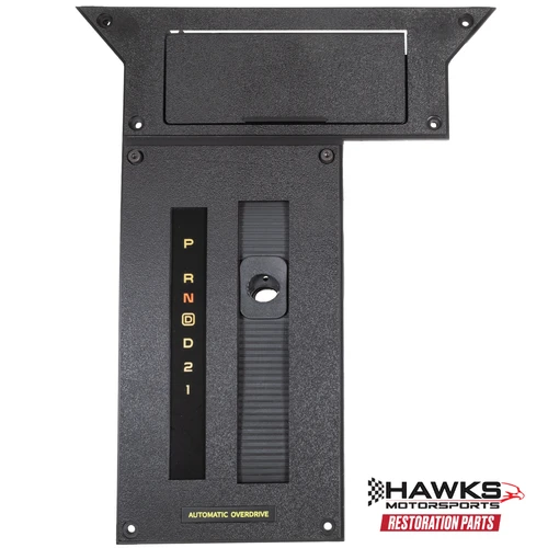 1990-1992 Camaro Automatic Shifter Plate, New Reproduction, Hawks Restoration Parts, Yellow Text