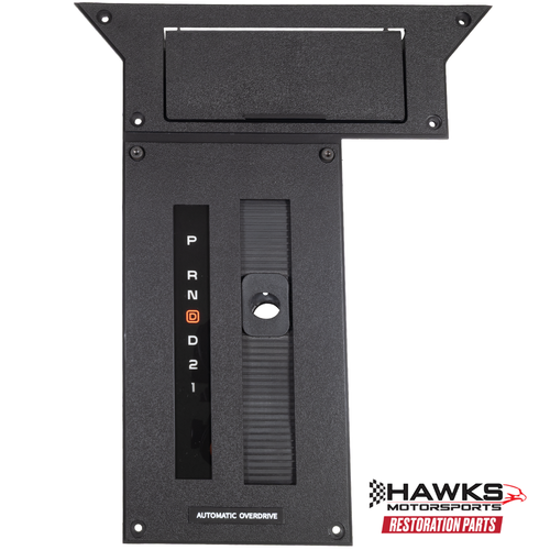 1984-1989 Camaro Automatic Shifter Plate, New Reproduction, Hawks Restoration Parts, White Text