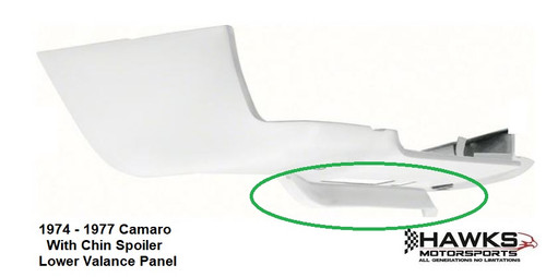 Note: Molded in center chin spoiler. 1974 - 1977 Camaro lower valance.