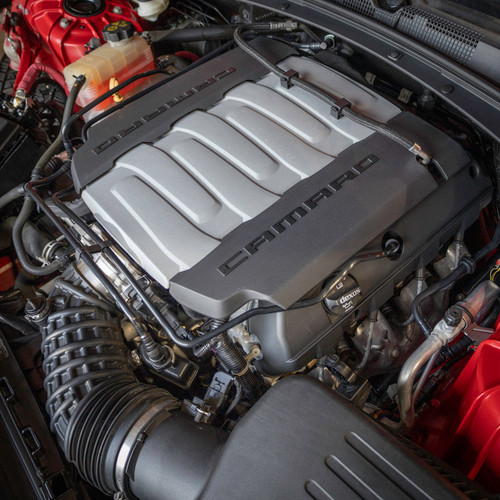 OEM 2020 Chevrolet Camaro SS LT1 6.2L Gen V V8 engine paired with 10-speed automatic transmission, showing 57K miles. Complete used drivetrain assembly removed from a Camaro SS, suitable for replacement or performance applications. Hawks Motorsports