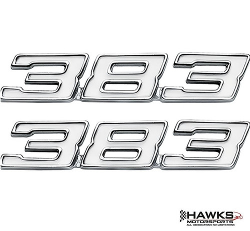 Stud mount classic 383 engine call out fender emblems.