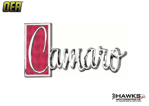 1971 - 1973 Camaro Trunk Lid Emblem with red C base, new by OER