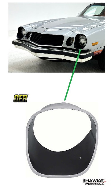 Fits LH driver side
Replaces GM-style part number 333796
Designed for 1974-1977 Camaro Z28 applications
Black finish with polished outer trim edge