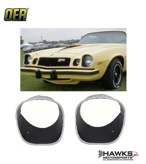 1974-1977 Camaro Z28 LH RH Black Headlight Bezel Set Pair OER 333796 333797