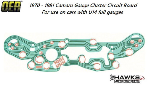1970-1981 Camaro Instrument Cluster Printed Circuit Board for Optional Gauge Package, OER - 8901671