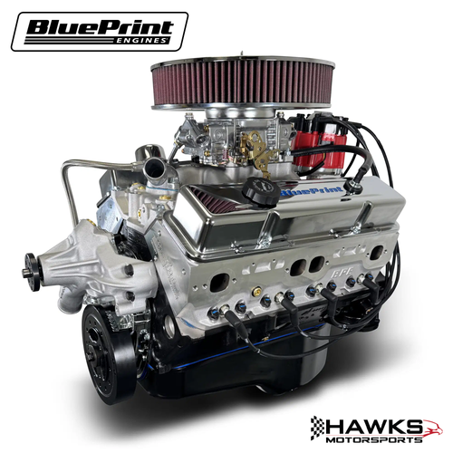 GM Small Block Compatible 383 c.i. Engine - 436 Horsepower - Deluxe Dressed - Carbureted, Blue Print Engines (BP38318CTC1D) Hawks Motorsports