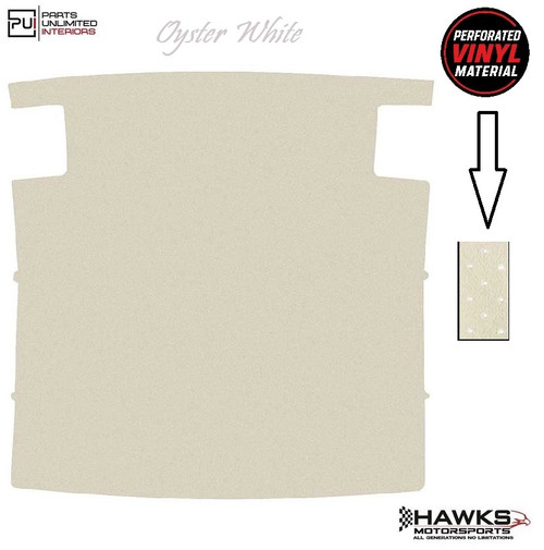 1974-1981 Camaro Firebird Trans Am ABS Hardtop Headliner Board with Seat Belt Retractor Cut-Outs, White Perforated Vinyl, PUI - HLB10