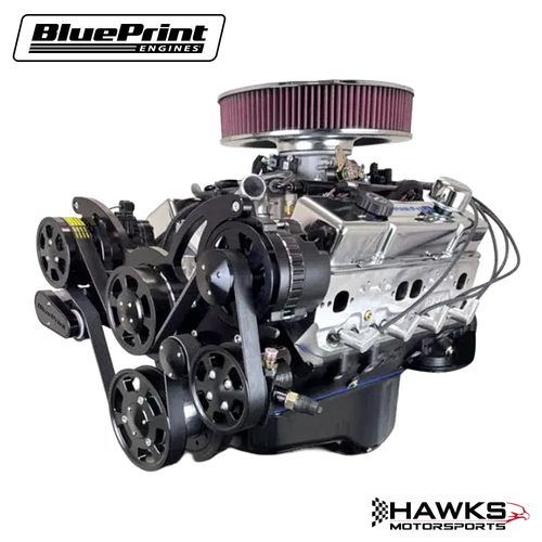 GM Small Block Compatible 383 c.i. Engine - 436 Horsepower - Deluxe Dressed - Black Pulley Kit - BluePrint Engines Calibrated ECU, BluePrint Engines (BP38318MPFIKB) Hawks Motorsports
