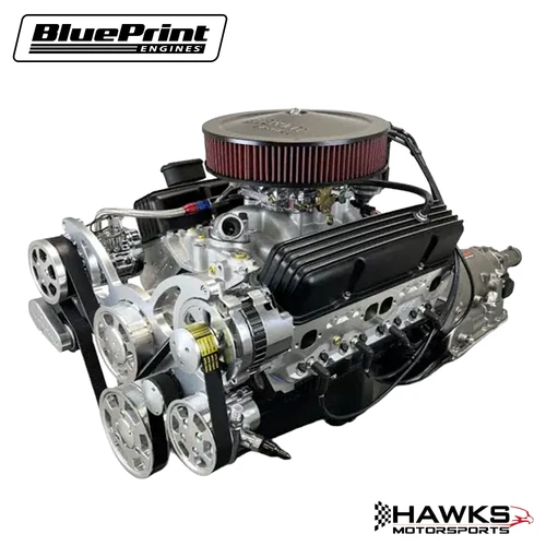 GM Small Block Compatible 383 C.I. Standard Edition - 700R4 Automatic Transmission 4WD Ready - Polished Pulley Kit - Fuel Injected, BluePrint Engines (B383FK4WD) Hawks Motorsports