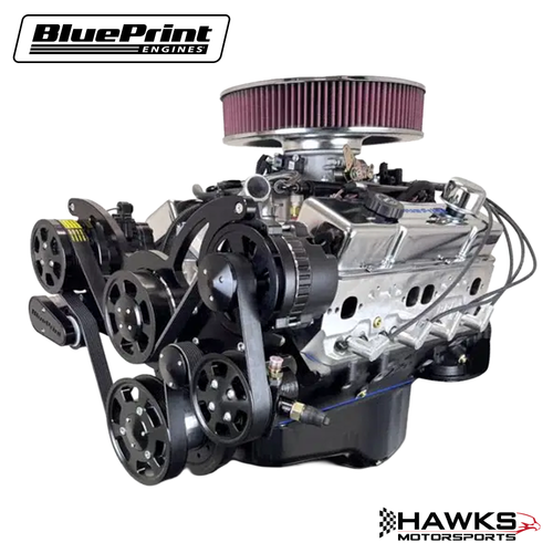BluePrint Engines GM Small Block Compatible 400 c.i. Engine - 500 Horsepower - Deluxe Dressed - Black Pulley Kit - Multi-Port Fuel Injected, BluePrint Engines (BP4002MPFIKB) Hawks Motorsports