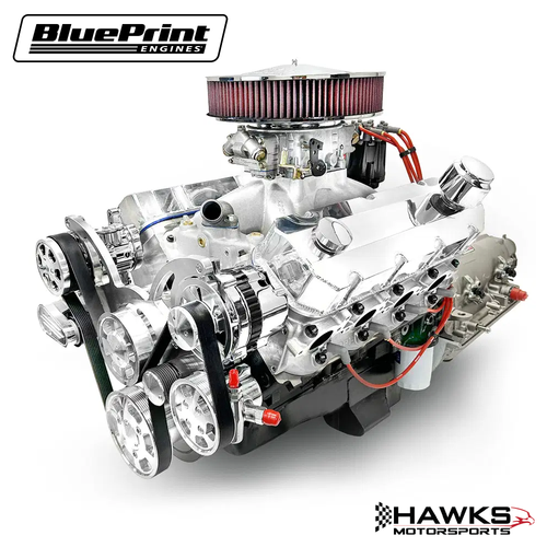 B598K4L8 GM Big Block Compatible 598 C.I. Engine & 4L80E Automatic Transmission - 741 Horsepower - Standard Edition Builder Series - Polished Pulley Kit - Carbureted - BluePrint Engines (B598K4L8)