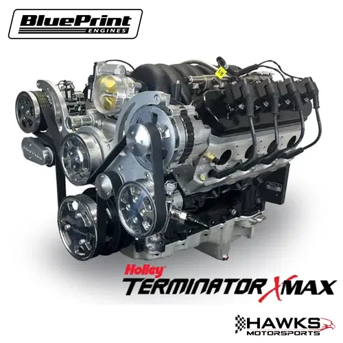 PSLS3763CTFK GM LS Compatible 376 C.I. Pro Series Engine - GM Plastic Intake - Deluxe Dressed - Polished Pulley Kit - Holley Terminator X EFI System - BluePrint Engines (PSLS3763CTFK)