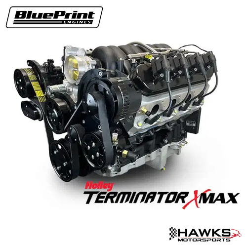 PSLS4273CTFKB GM LS Compatible 427 C.I. Pro Series Engine - 605 Horsepower - GM Plastic Intake - Deluxe Dressed - Black Pulley Kit - Holley Terminator X EFI System - BluePrint Engines (PSLS4273CTFKB)