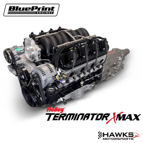BLS3763KB4L7 GM LS Compatible 376 c.i. Engine and 4L65/70E Automatic Transmission - 530 Horsepower - Standard Edition Builder Series - Black Pulley Kit - Holley Terminator X EFI System - BluePrint Engines (BLS3763KB4L7)