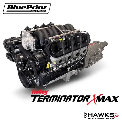 BLS4273KB4L7 GM LS Compatible 427 c.i. Engine and 4L65/70E Automatic Transmission - 605 Horsepower - Standard Edition Builder Series - Black Pulley Kit - Holley Terminator X EFI System - BluePrint Engines (BLS4273KB4L7)