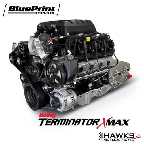BLS3769SCTK4L8 GM LS Compatible 376 c.i. Engine and 4L80E Automatic Transmission - 700 Horsepower - Standard Edition Builder Series - Natural Pulley Kit - Holley Terminator X EFI System - BluePrint Engines (BLS3769SCTK4L8)