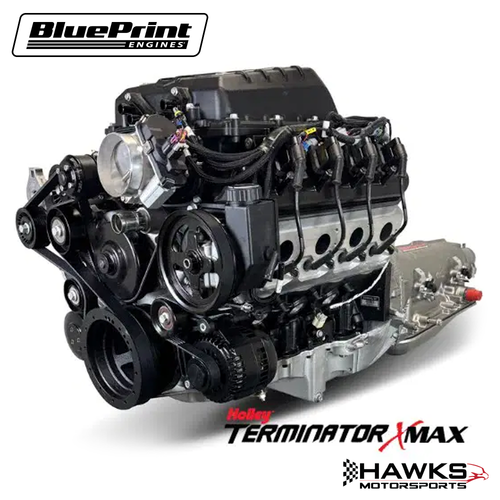 BLS3769SCTKB4L8 GM LS Compatible 376 c.i. Engine and 4L80E Automatic Transmission - 700 Horsepower - Standard Edition Builder Series - Black Pulley Kit - Holley Terminator X EFI System - BluePrint Engines (BLS3769SCTKB4L8)