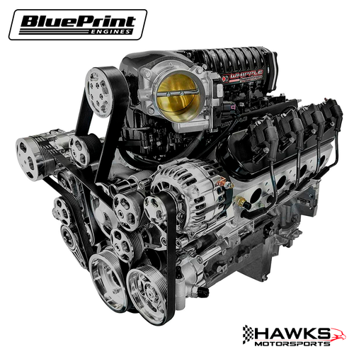 BLS4279SCTKT56 GM LS Compatible 427 c.i. Engine and T56 Manual Transmission - 830 Horsepower - Standard Edition Builder Series - Natural Pulley Kit - Holley Terminator X EFI System - BluePrint Engines (BLS4279SCTKT56)