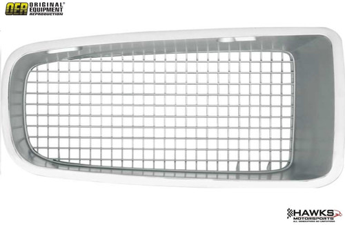 1970-1971 Pontiac Firebird right-hand passenger-side front nose grille with black insert and chrome outer surround, OER part number 478512.