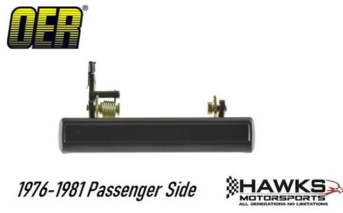 Gloss-black right-hand exterior door handle for 1976-1981 Pontiac Firebird Formula and Trans Am