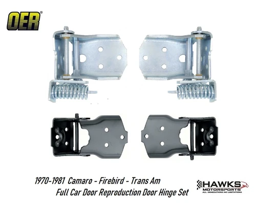Four-piece OER upper and lower door hinge set for 1970-1981 Camaro Firebird and Trans Am