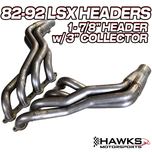 1982-1992 Camaro/Firebird LSX Conversion Stainless 1-7/8" Primary Long Tube Headers w/ 3" Slip Fit Collector, HAWKS (HAWKSLS7HBT178