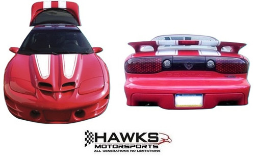 1998-2002 Pontiac Firebird Trans Am Ram Air Hood, Roof, Deck-Lid and Spoiler Bird Stripe Kit, Phoenix Graphix 9802RATA 