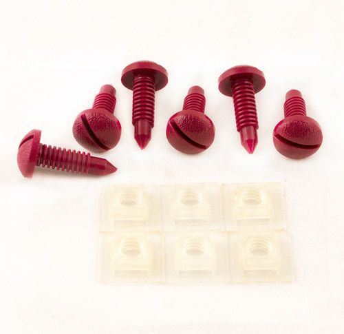 82-88 Camaro/Firebird Interior Hatch Screw and Retainer Nuts Kit (QTY. 6), Red