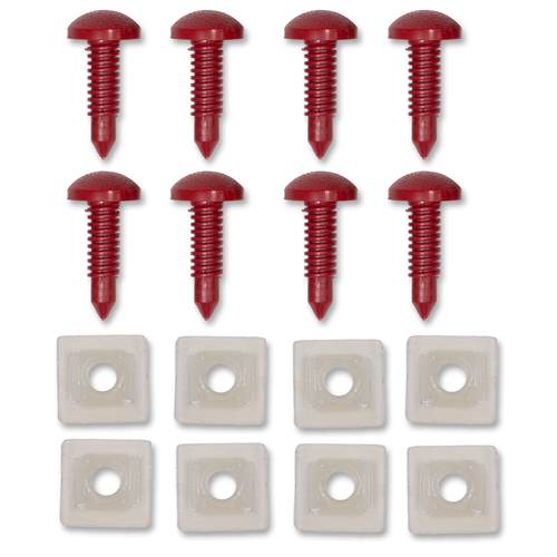 82-92 Camaro/Firebird Interior Hatch Screw and Retainer Nuts Kit (QTY. 8), Red