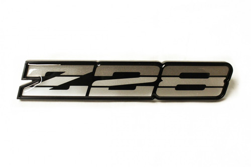 85-87 Camaro Z28 Tri-Color Silver Rocker Panel Emblem, One Only