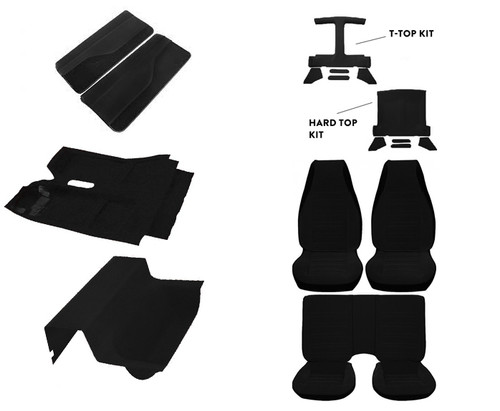 87-92 Camaro Black Vinyl Standard Base Model Interior Kit (for style with high bucket front seat)