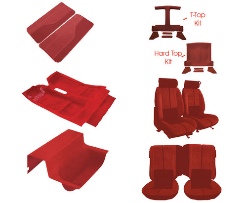88-92 Camaro Deluxe Red Vinyl Interior Kit (style with front seat separate headrest)