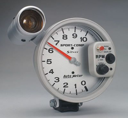 Auto Meter Monster Sport Comp "Silver" series Tach, 5" face with shift lite, 10,000 RPM , dial in exactness