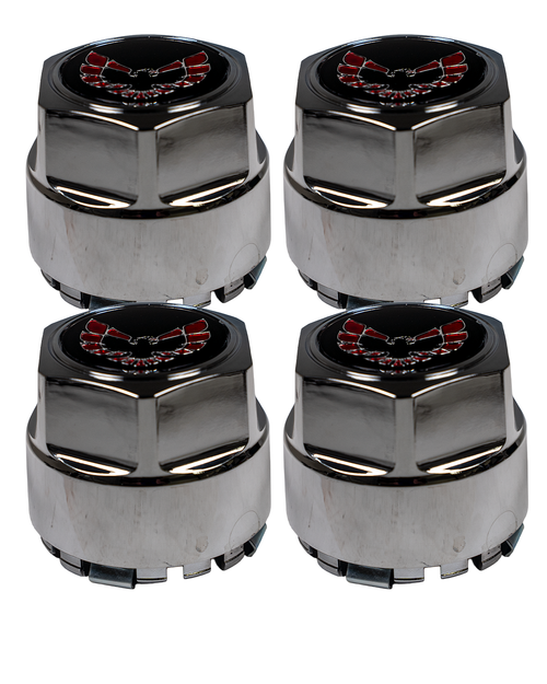 1982-1992 Trans Am Firebird 16" Wheel Center Cap, Chrome Cap with Red Bird 78-81 style, Set of 4, Reproduction