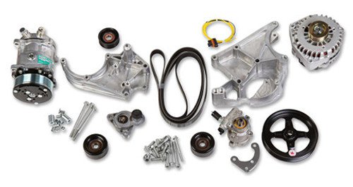 LS Complete Accessory Drive Kit  Includes SD508 A/C Compressor, Alternator, P/S Pump, Tensioner, Belt, & Pulleys, Holley 