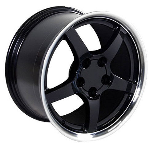 Corvette C5 Black Deep Dish Wheels, Staggered 17x9.5 / 18x10.5,  Set of 4